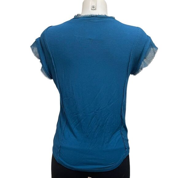 ANTHROPOLOGIE for Dolan Fillipa Chiffon Trimmed Tee blue size XS - Picture 6 of 11